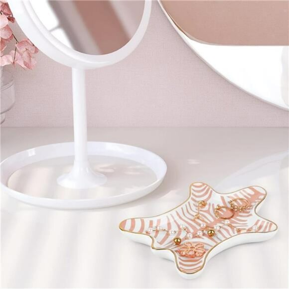 Pink Ceramic Tiger Jewelry Dish Tray for Rings Earrings Bracelets Keys Decor - Picture 5 of 7